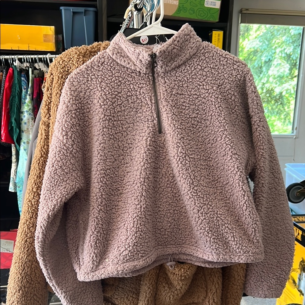 American Eagle Outfitters Purple Teddy Jacket Mock Neck
